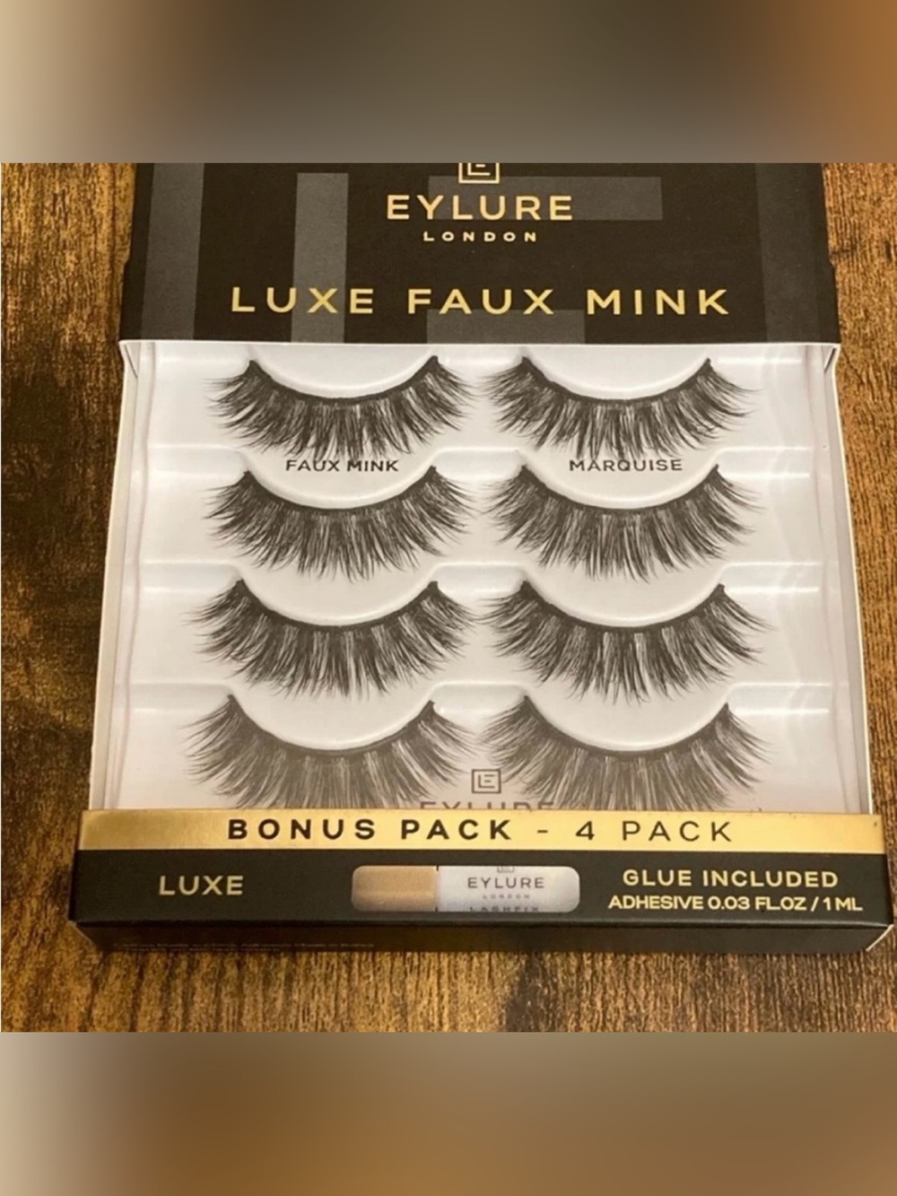 Eylure London Luxe Faux Mink Marquise Bonus Pack - 4 Pack Glue Included New